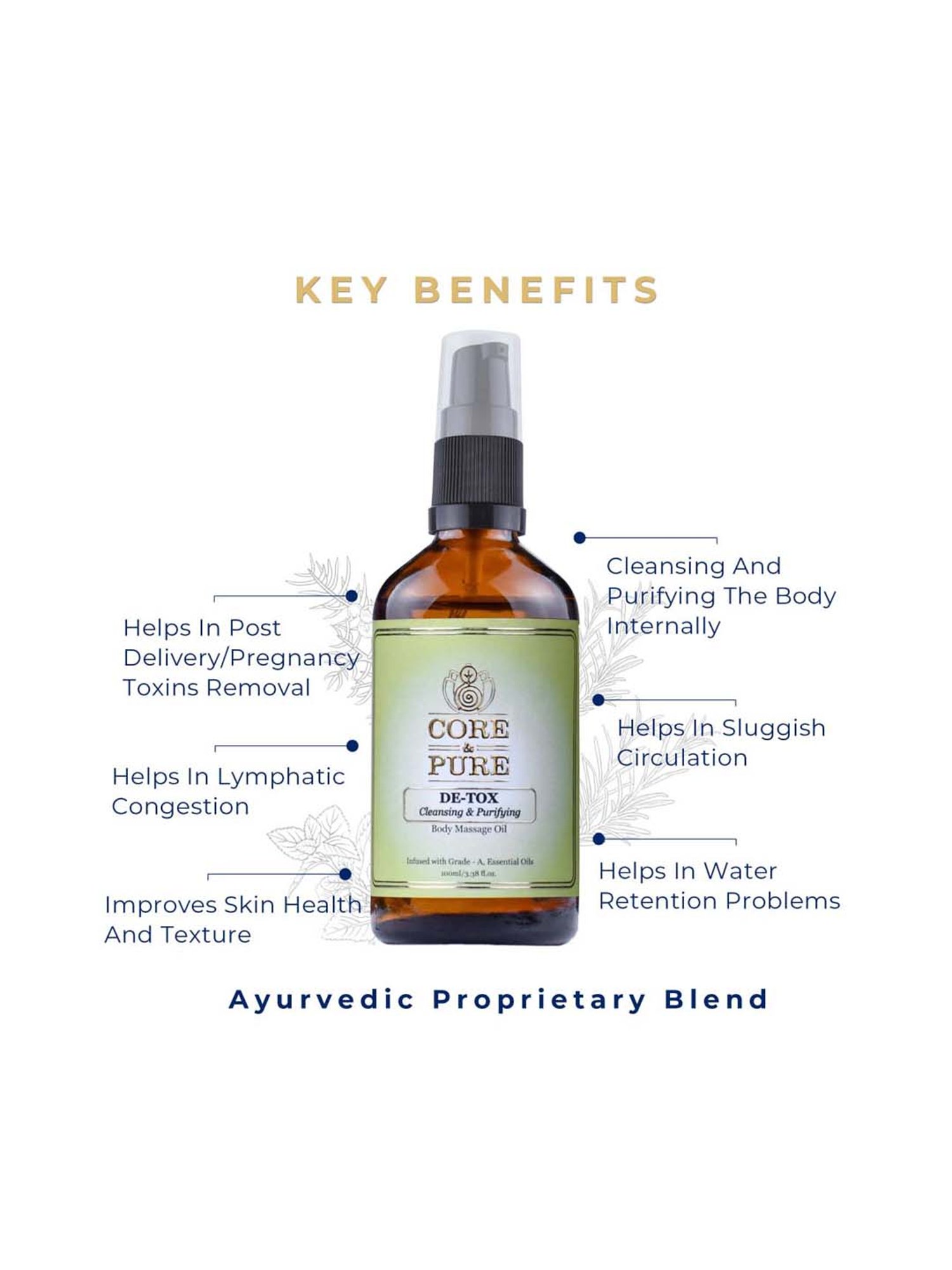 CORE & PURE De-Tox Massage Oil - 100 ml