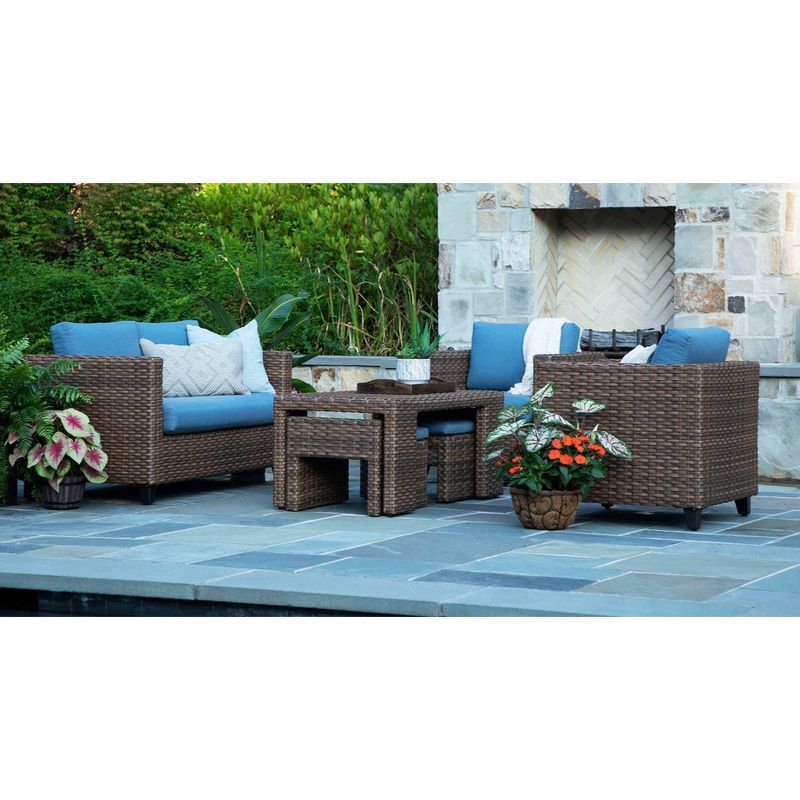 Pepperidge 6pc Deep Seating Set with Sunbrella Fabric Blue - Canopy Home and Garden