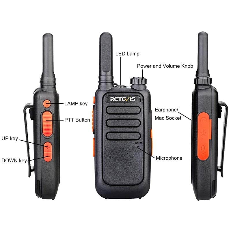 RT69 Rechargeable Walkie Talkies for Adults2 Way Radio Long RangeVOX Flashlight Portable Small MiniTwo Way Radios with EarpieceCamping Community Hiking4 Pack