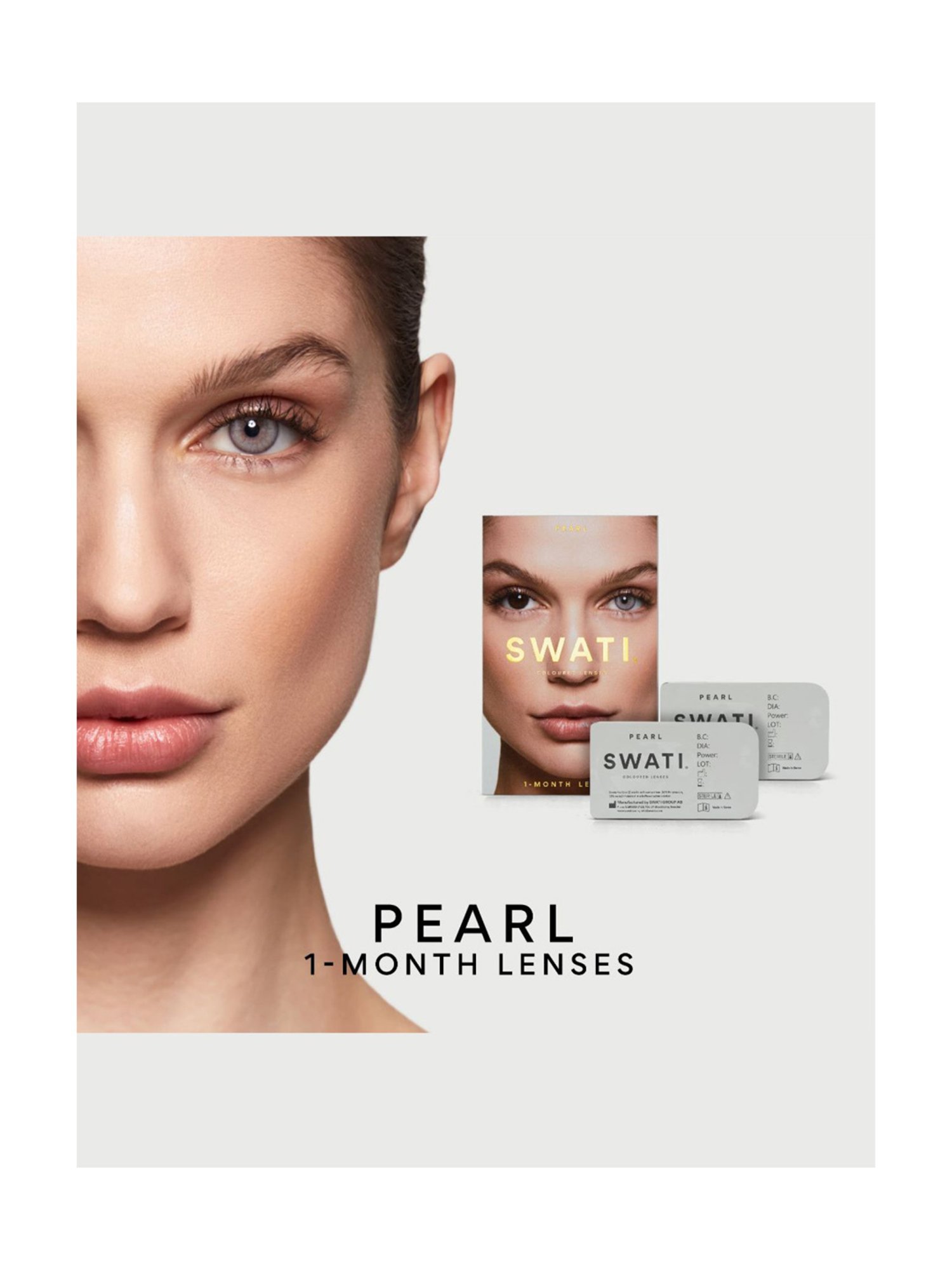 Swati Cosmetics Coloured Contact Lenses - Pearl (1 Month, Power -1.5)