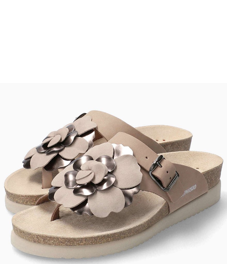 Mephisto Helen Flower Buckle Detail Leather Casual Sandals