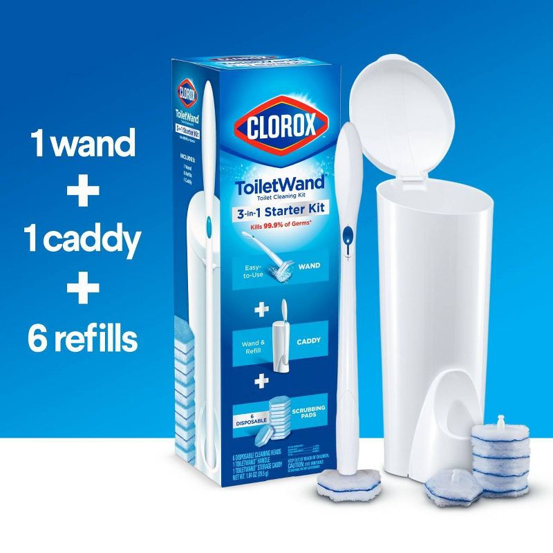 Clorox ToiletWand Disposable Toilet Cleaning System - ToiletWand Storage Caddy and 6 Refill Heads