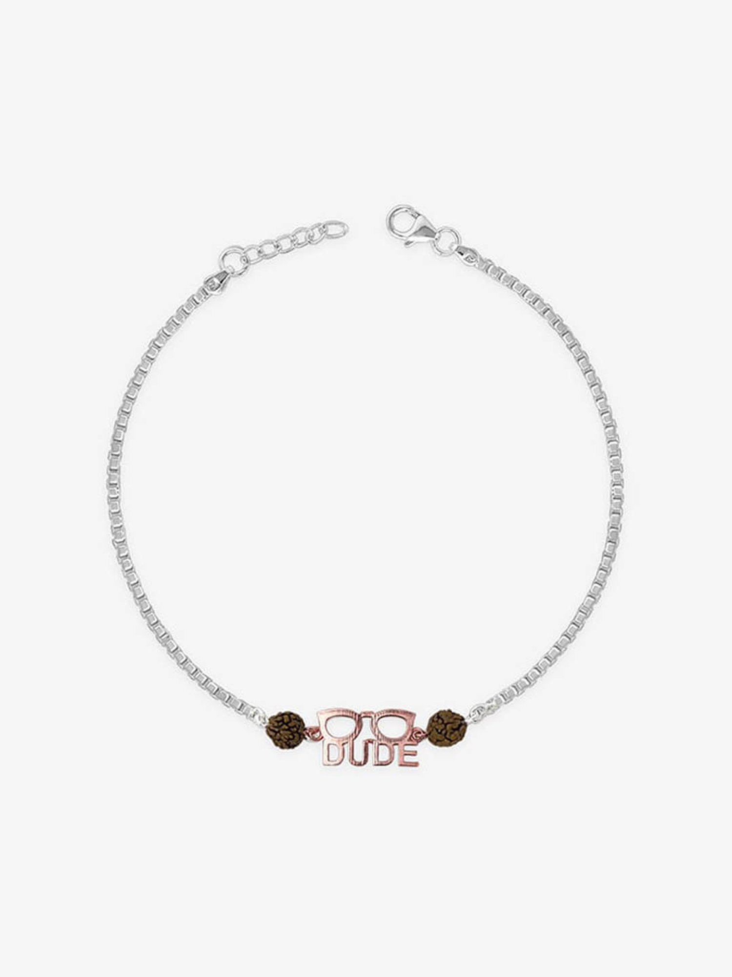 Touch925 Red Rose Dude Glasses Rakhi cum Bracelet in Sterling Silver for Men