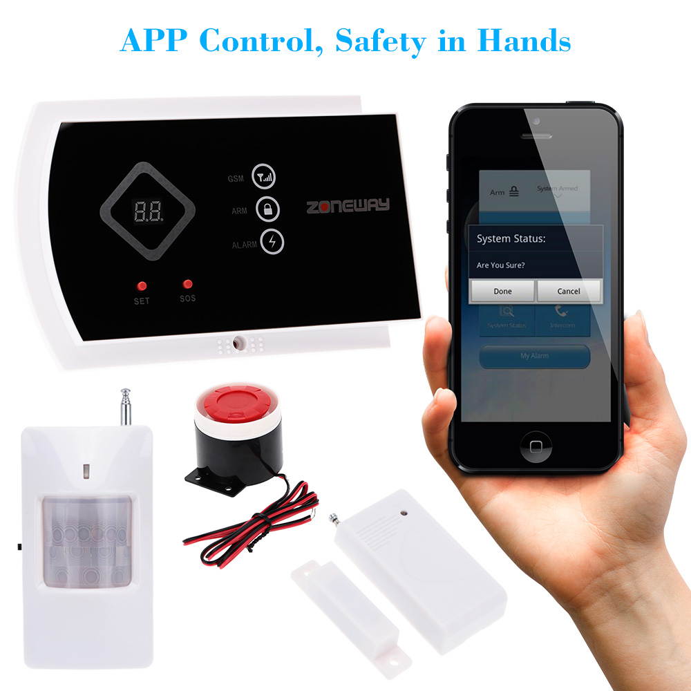 ZONEWAY Wireless ANDROID IOS APP Phone Control GSM SMS Autodial Home Burglar Alarm Security System