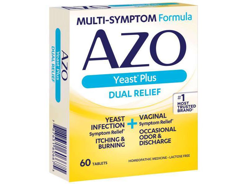 AZO Yeast Plus Dual Relief, Yeast Infection + Vaginal Symptom Relief - 60ct
