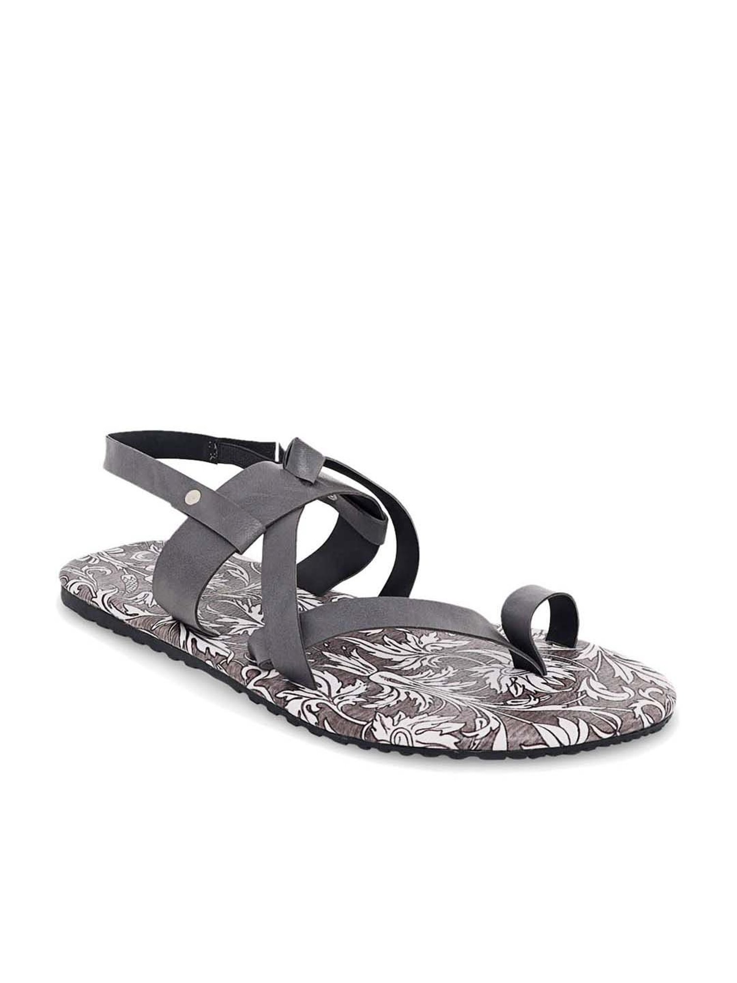 KANVAS Men's The Mystic Of The Mughals Grey Toe Ring Sandals