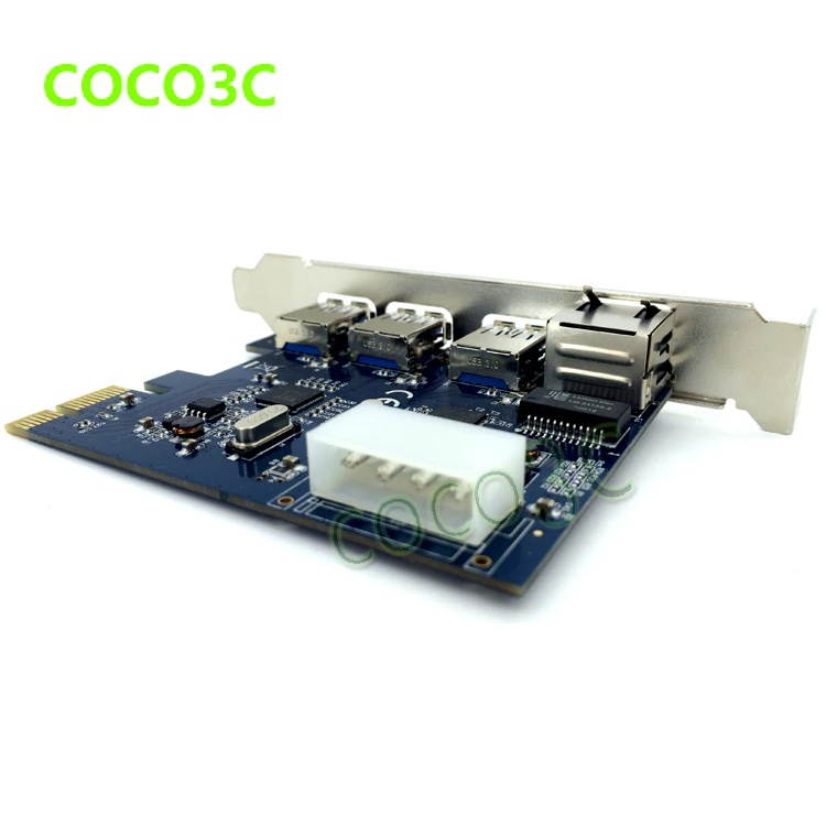 PCI-e to External 3 ports USB 3.0+ RJ45 Gigabit Ethernet Network card USB3.0 + 1000M LAN Port Combo PCI express card
