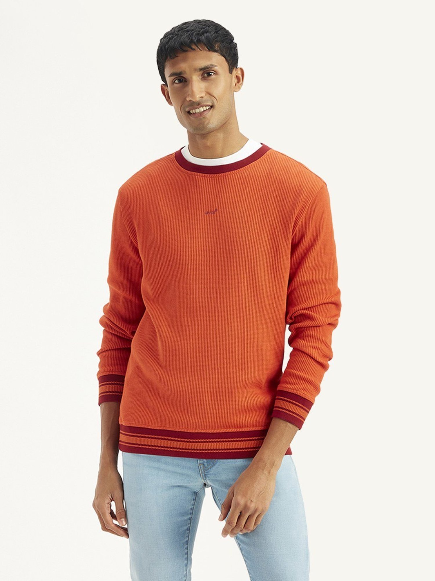 Levi's Orange Cotton Slim Fit Sweater