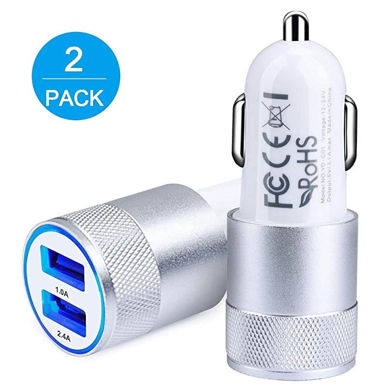 Car Charger,2-Pack 5V/3.4A Fast Charging Dual Port Car Charger Adapter Compatible iPhone 12 11 Pro,Xs,XR,Xs Max,8 7 SE,Samsung Galaxy S20 S21 A10e A20 A50 A80 S10e S9,Note 20 10 9 8, Pixel, Nexus