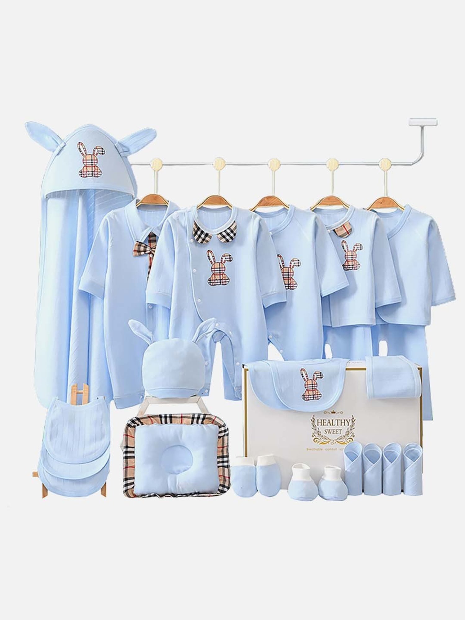 Little Surprise Box Kids Blue Cotton Printed Full Sleeves Gift Set