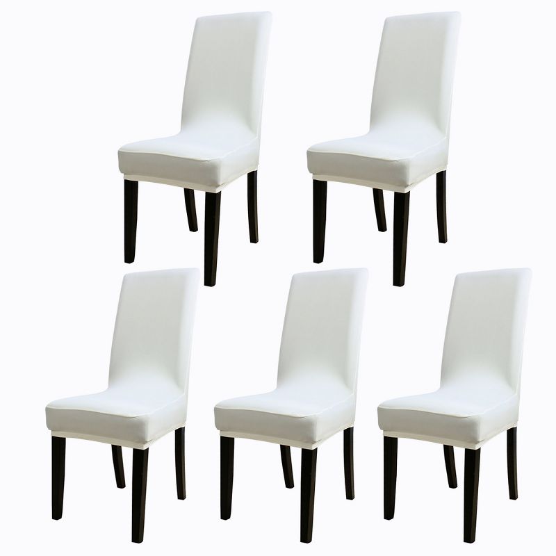 5 Pcs Spandex Elastic Washable Decor Party Dining Chair Slipcovers White  - PiccoCasa