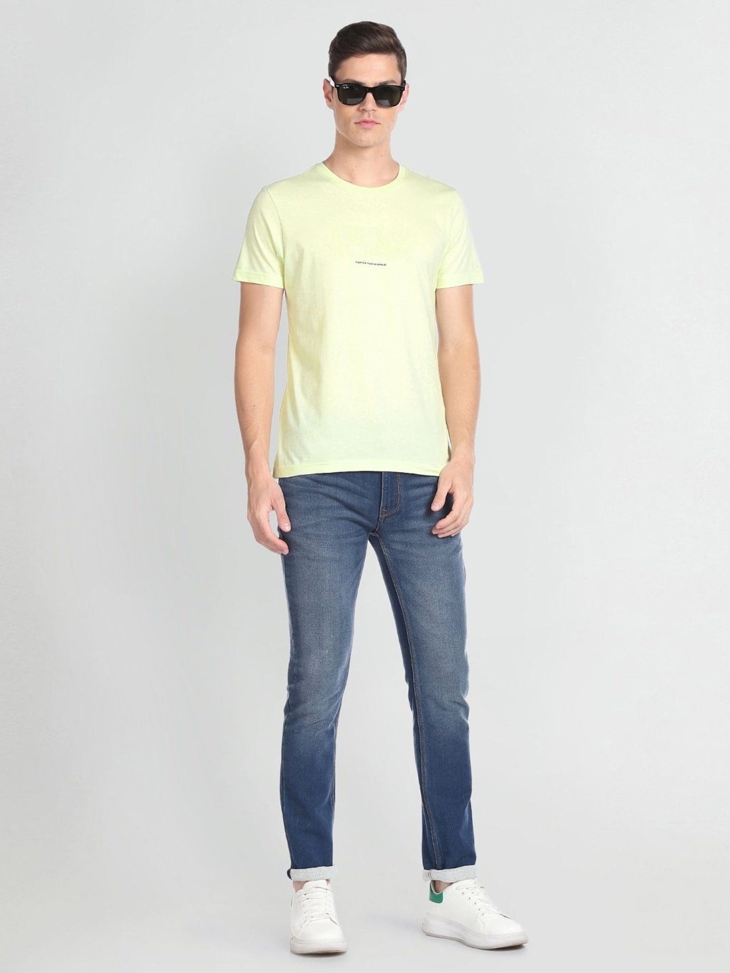 Arrow Sport Lemon Cotton Regular Fit Printed T-Shirt