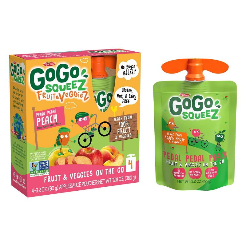 Gogo Squeez Fruit & Veggies On The Go Pedal Peach Pouches 4ct - 3.2oz
