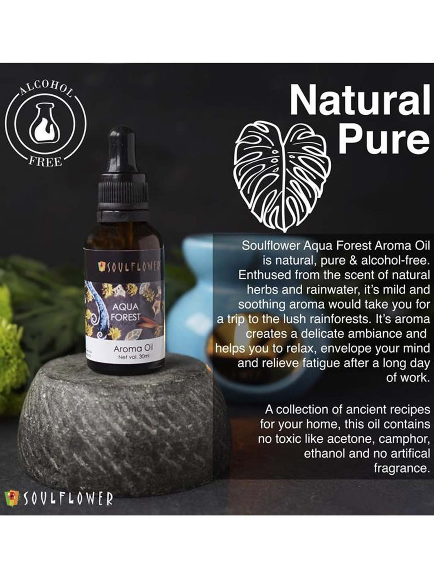 Soulflower Aqua Forest Aroma Oil (30 ml) - Set of 1