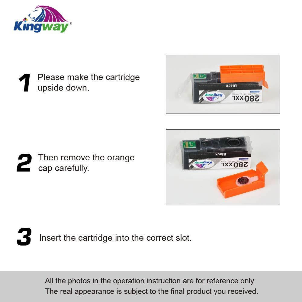 Kingway Compatible Ink Cartridge Replacement for PGI-280XXL CLI-281XXL Work with Canon PIXMA TS8120 TS8220 TS9120 TR7520 TR8520 TS6120 TS6220 Printer (PGBK,Black,Cyan,Magenta,Yellow,Photo Blue,6-Pack)