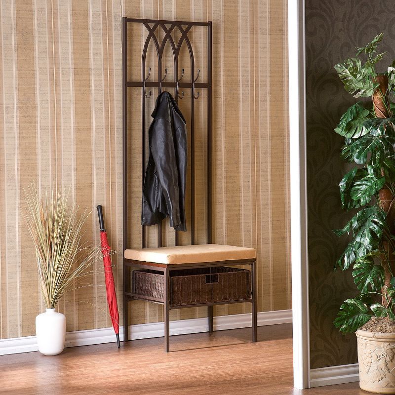 Brooklyn Hall Tree Bench - Dark Brown - Aiden Lane