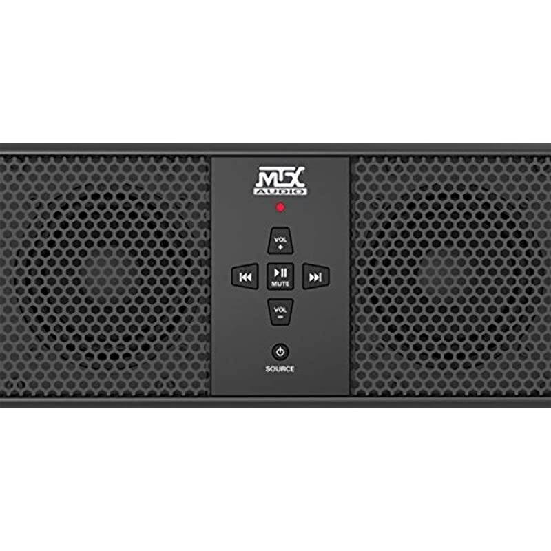 MUD6SPBT Mud Series Universal Weatherproof 6 Speaker ATV UTV Motorcycle Boat Bluetooth Enabled Sound Bar with 3.5mm Aux Input and Output, and Mounting Clamps, Black