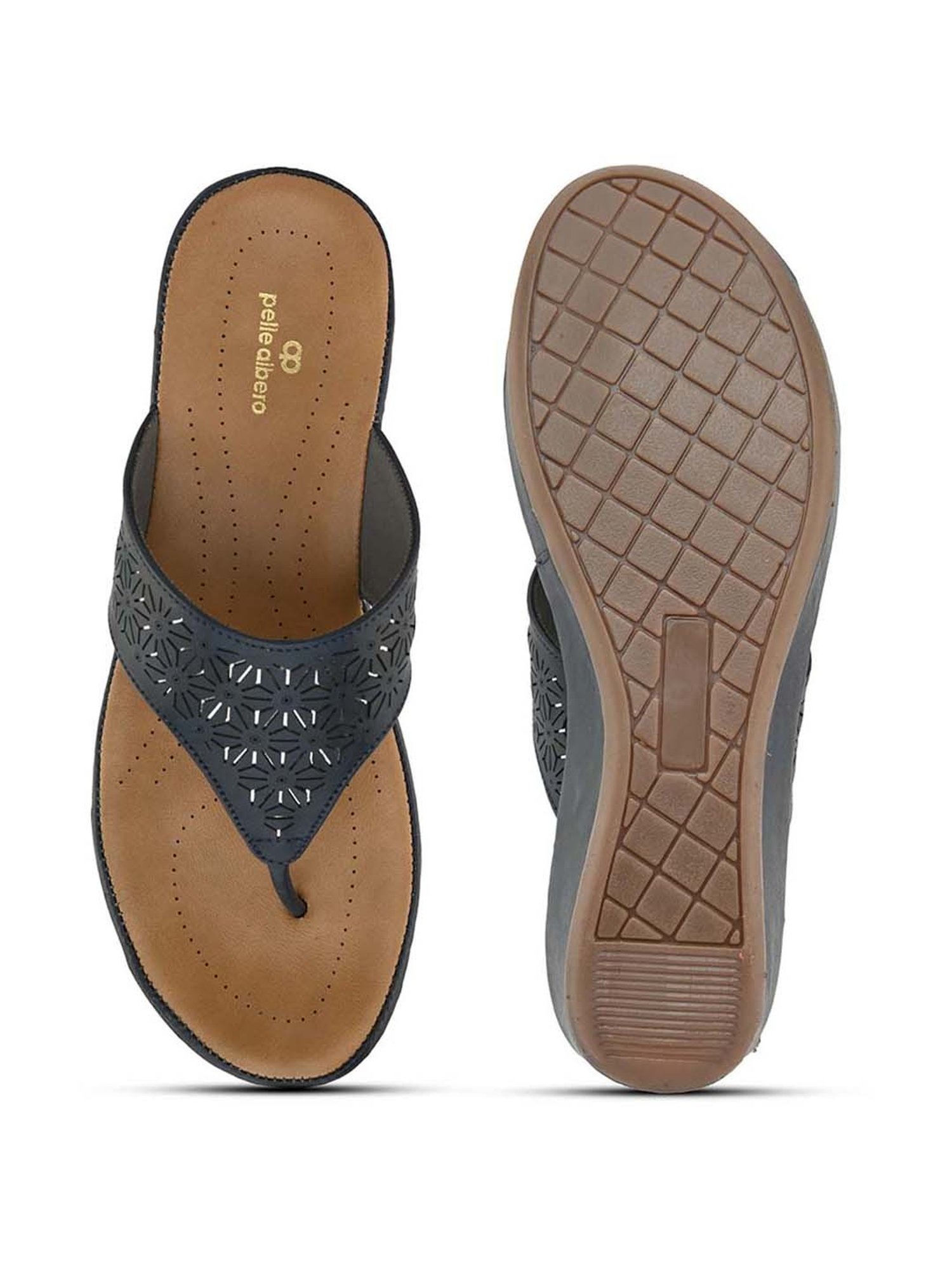 Pelle Albero Women's Blue Thong Wedges