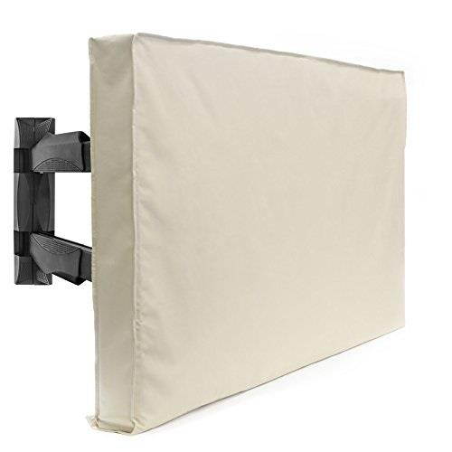 outdoor tv cover  50" model for 48"  52" flat screens  slim fit  weatherproof weather dust resistant television protector  tan