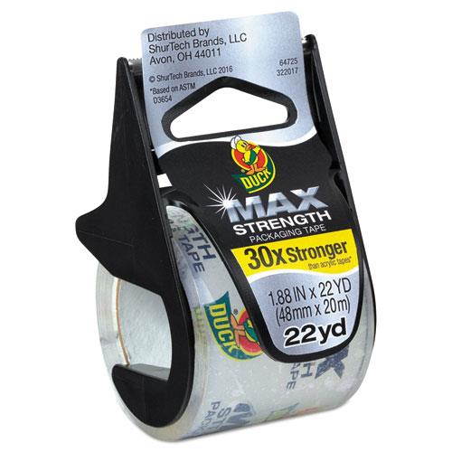 Duck 284983 Max Packaging Tape W/Disposable Dispenser, 1.88 Inch X22Yds, 1 1/2 Inch Core, Clear, 6/Pk