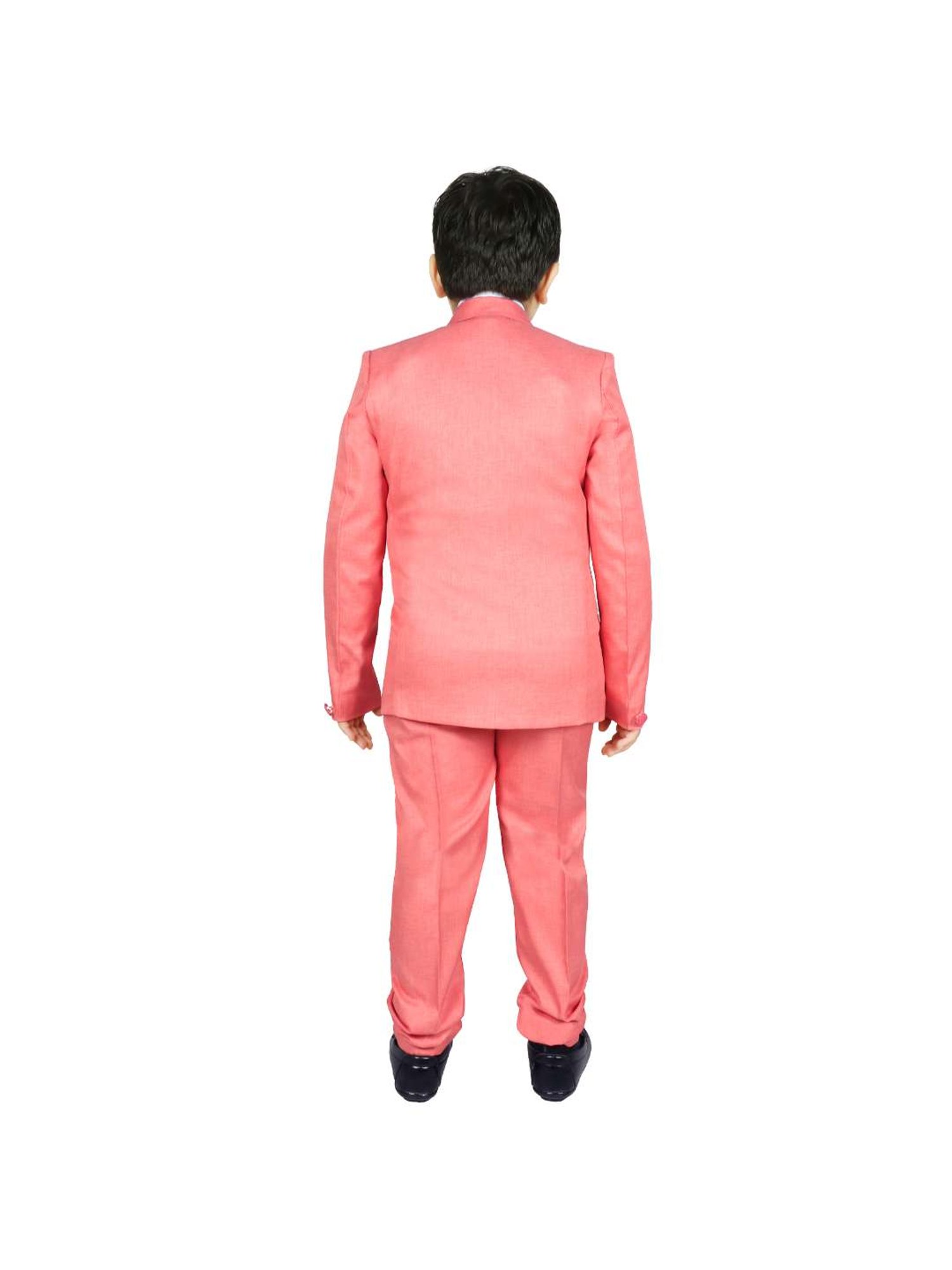 Fourfolds Boys Blue & White Solid Full Sleeves Suit Set