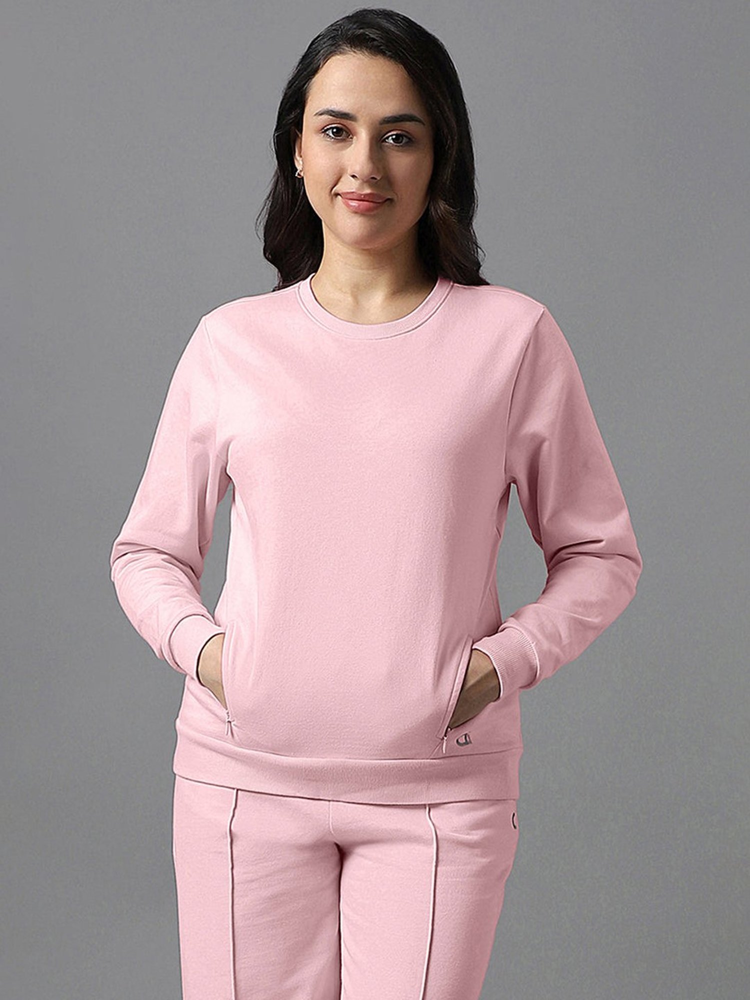 Amante Rose Pink Cotton Sports Sweatshirt