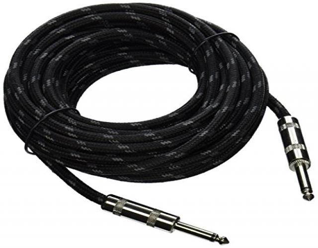 Pyle PCBL1F25 Premium Quality 25 Ft .25 in. To .25 in. Guitar-Amp-Instrument Cable with Fabric Shielding