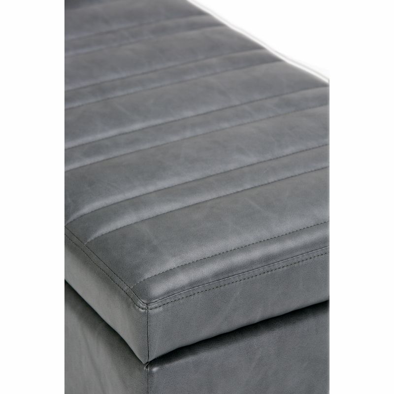 48" Garret Storage Ottoman Slate Gray Faux Leather - WyndenHall