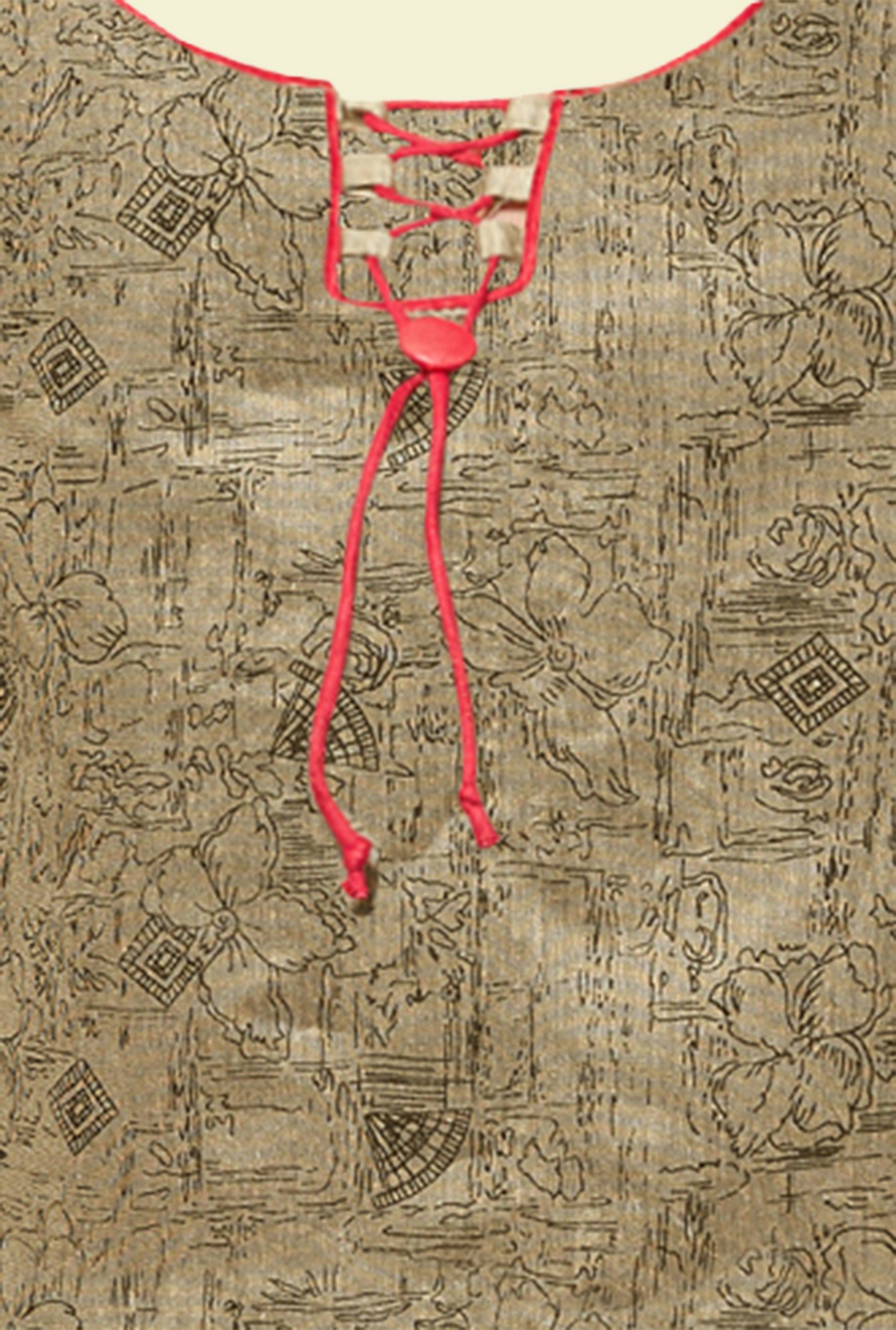 Saree Mall Beige & Coral Printed Cotton Dress Material