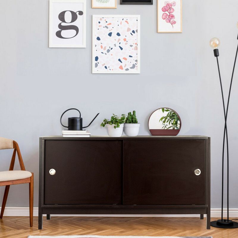 Costway TV Stand Modern Entertainment Cabinet for TV's up To 50'' with Sliding Doors