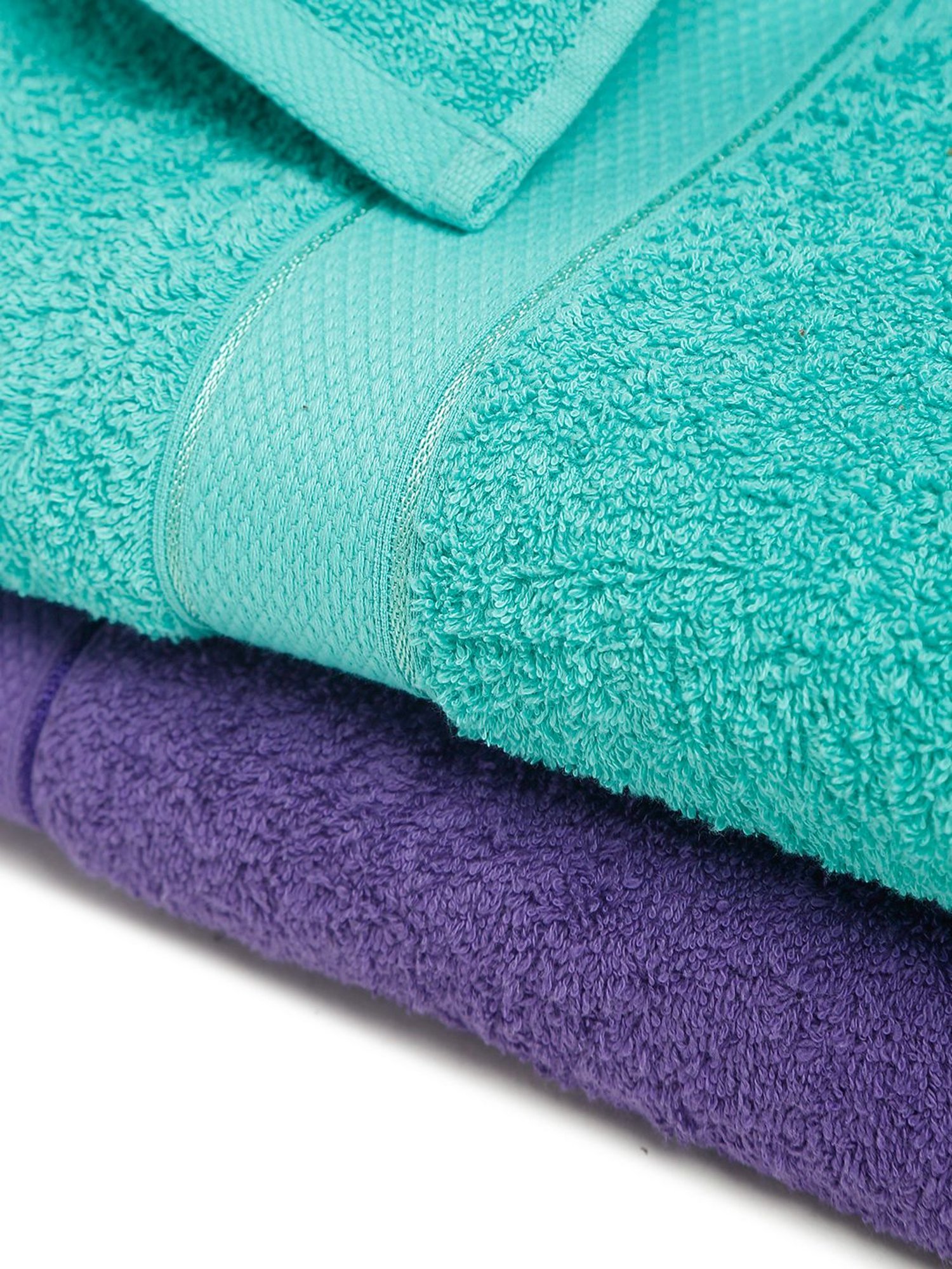 Creeva Violet & Sea Green 525 GSM Cotton Bath Towel Set of 2