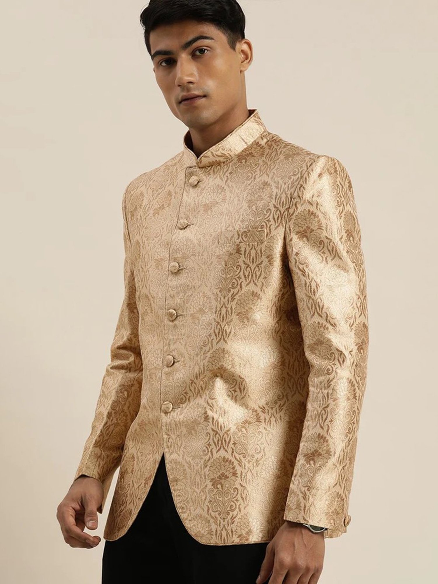 Hangup Cream Regular Fit Ethnic Blazer