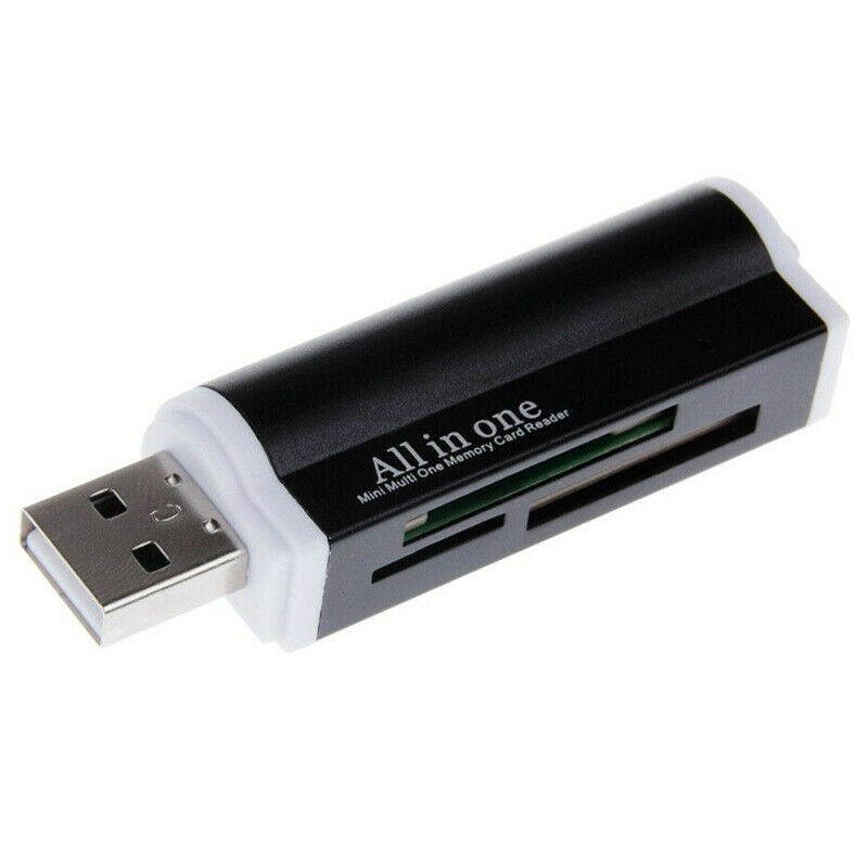 All in One 4-in-1 USB 2.0 Memory Card Reader, Memory Card Reader Adapter for SD / MicroSD/ MMC / SDHC / T-Flash / RS-MMC / Mini SD / Mini SDHC / MS / MS Pro / MS Duo / MS Pro Duo / M2