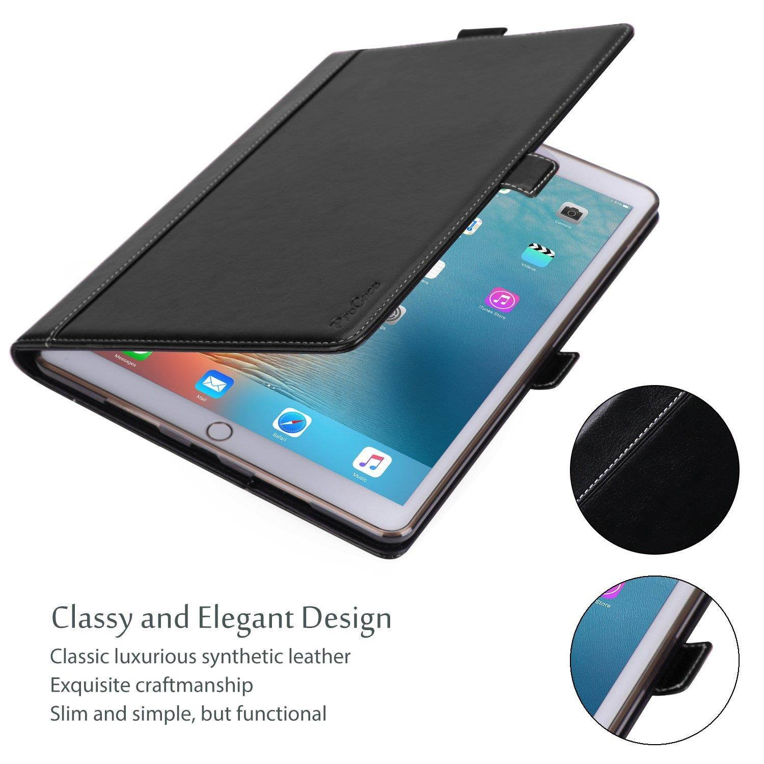 ProCase iPad Pro 12.9 Case - Premium Stand Case Folio Cover for Apple iPad Pro 12.9 Inch (Both 2017 and 2015 models), with Apple Pencil Holder (Black)