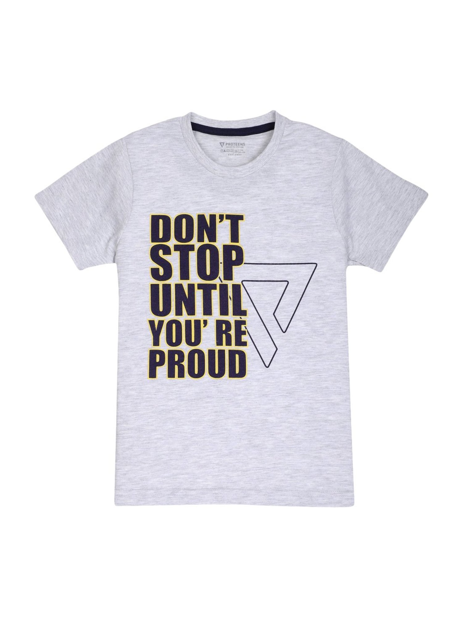 Proteens Kids Grey Cotton Printed T-Shirt
