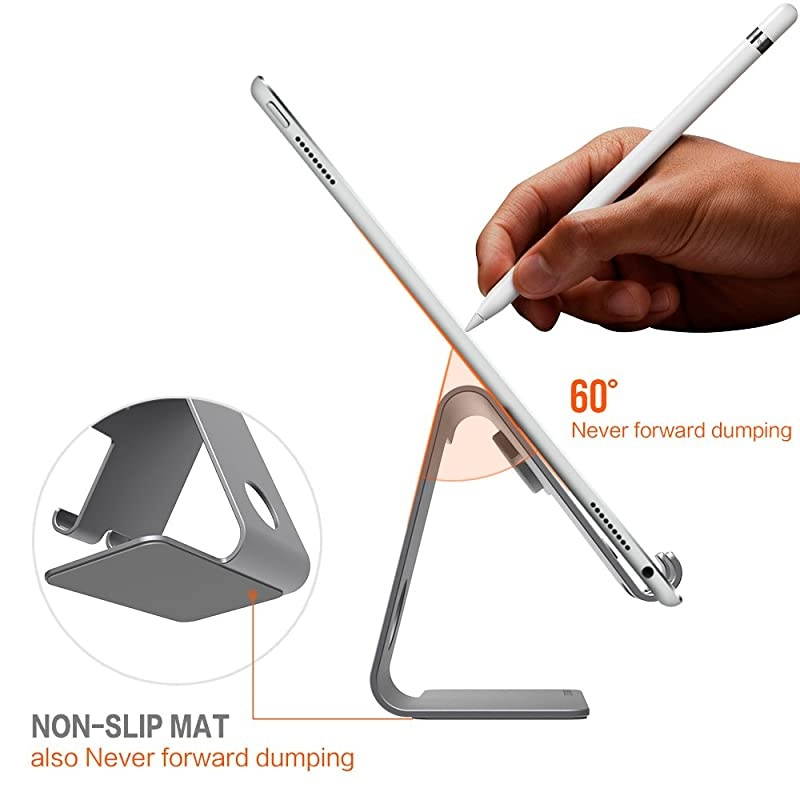 Cell Phone Stand, Desktop Stand Holder Aluminum Phone Dock Cradle, for Switch, iWatch, iPad, E-Reader, Mobile Phone, All Smartphone, iPhone 12 Pro Max/11/Xr/X/8/7/6 Plus(with 42mm Case), Grey