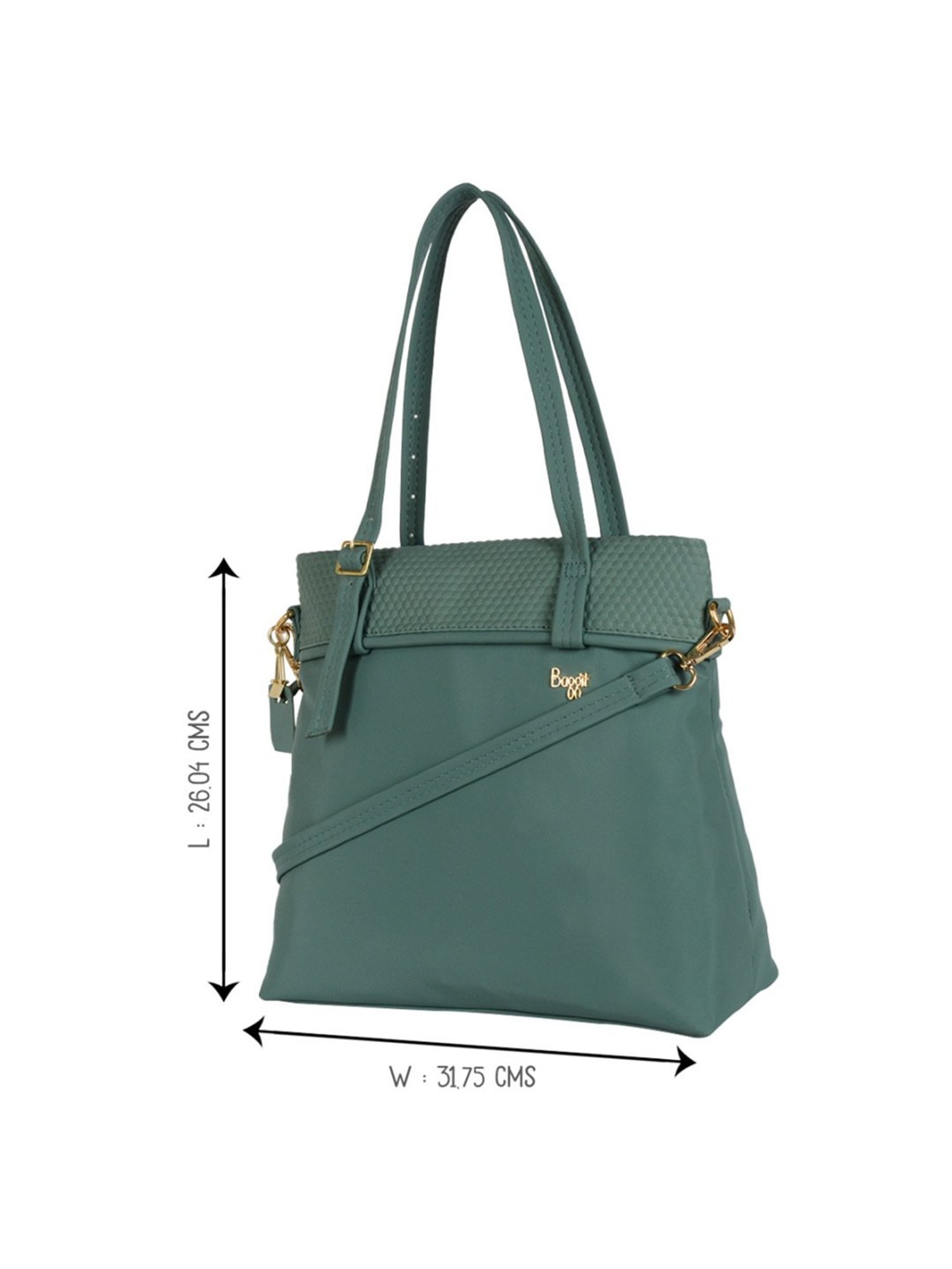 Baggit Green Textured Medium Tote Handbag