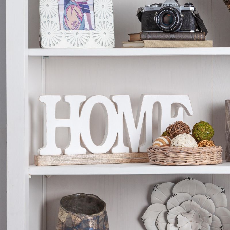 Lone Elm Studios Set of 2 White Mango Wood "Home" and "Love" Signs