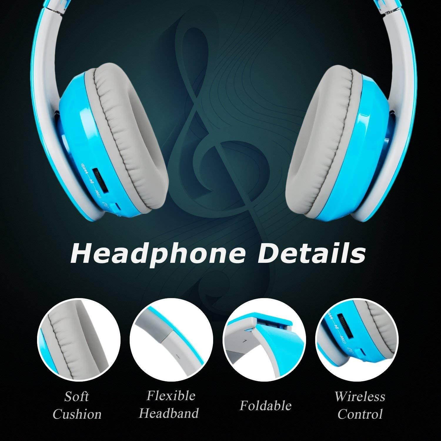 Back to School gift-New Blue color Beyution513@ Over-ear- HiFi Stereo Clear Mic-phone- Bluetooth Headphones-With Retail Package!