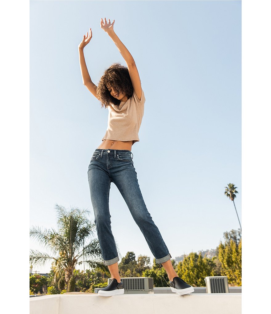 Silver Jeans Co. Boyfriend Mid Rise Rolled Cuff Jeans
