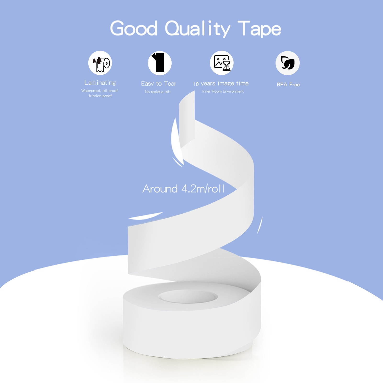 PeriPage 1 Roll Transparent Label Paper Sticky Tape Adhesive Thermal Printing Paper Name Price Barcode Sticker Home Office Organization Waterproof Oil-proof Tear-proof for PeriPage L1 Pocket Label