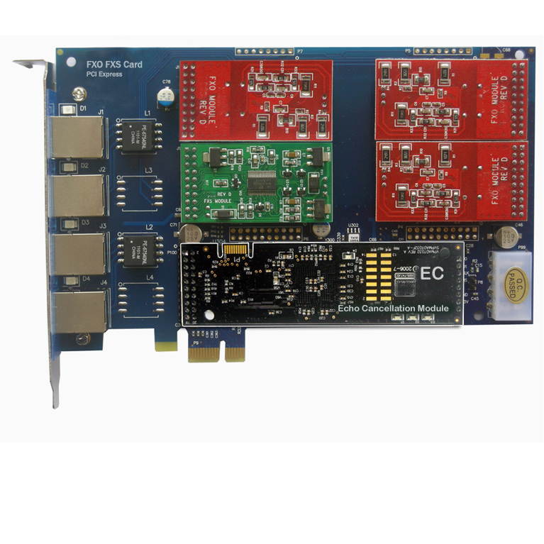 Asterisk Card AEX410 with VPMADT032 Echo Cancellation Module,with 3 FXO+1 FXS modules,Supports Asterisk,Issabel,AsteriskNow,Freepbx,VoIP Telephone System IP PBX TDM400 TDM410 Asterisk PBX