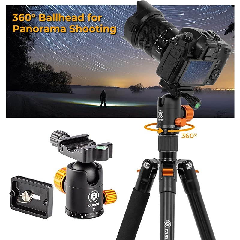 Camera Tripod Monopod 61in with Panorama Ball Head Aluminium Travel Tripod for DSLR Mirrorless Cameras Support Macro Shots Counter Weight 13lb Payload Lightweight 16.9" Foldable Size