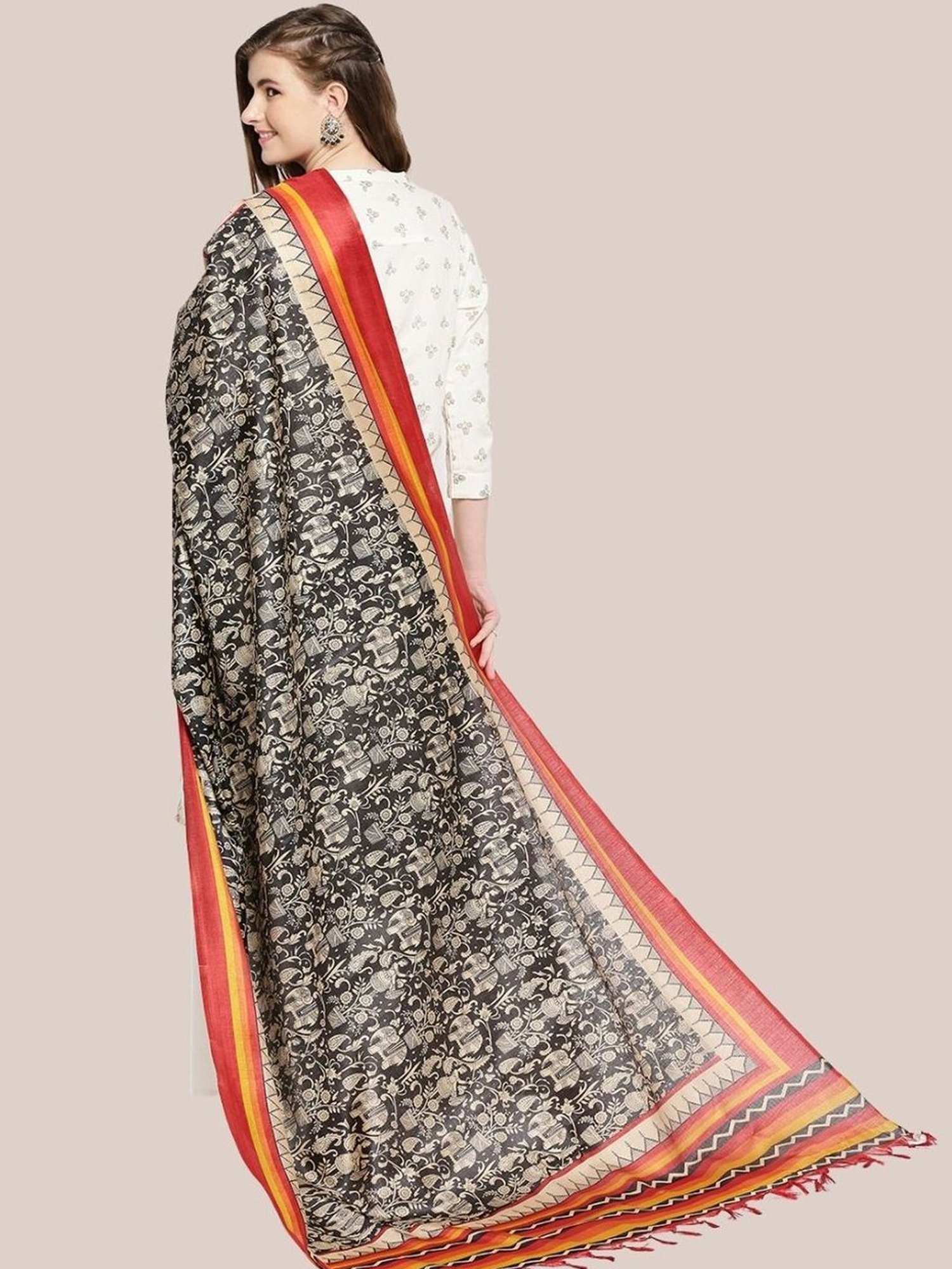 Dupatta Bazaar Black Printed Dupatta