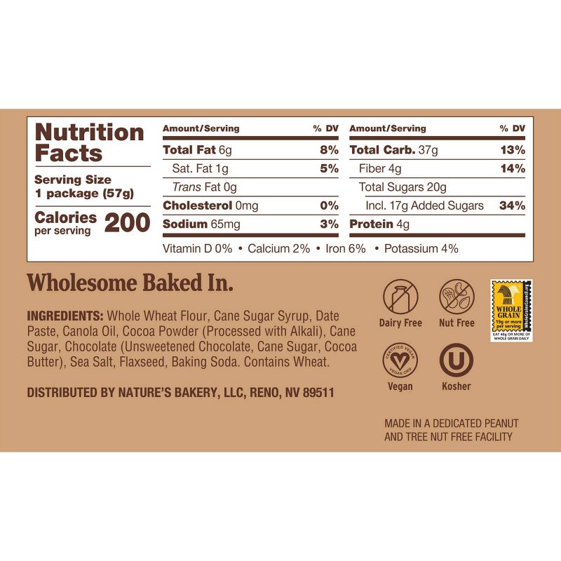 Nature's Bakery Double Chocolate Brownie - 6ct