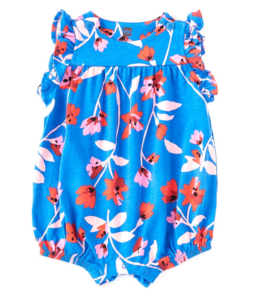 Tea Collection Baby Girls Newborn-24 Months Flutter-Sleeve Floral Romper