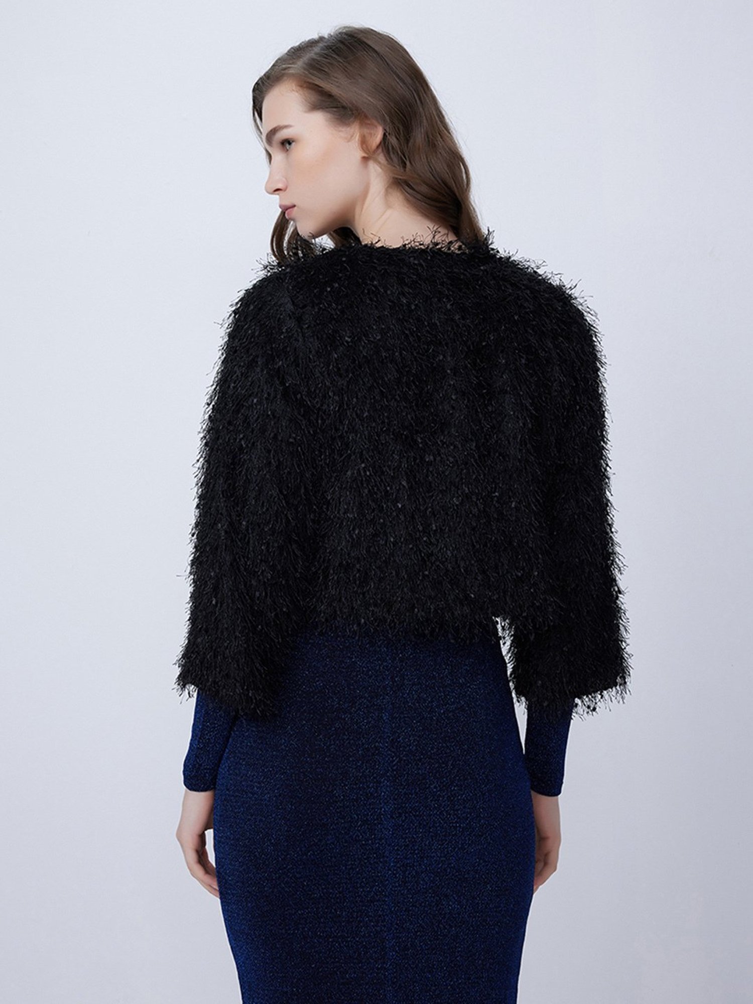 Akkriti by Pantaloons Off-White Self Pattern Shrug