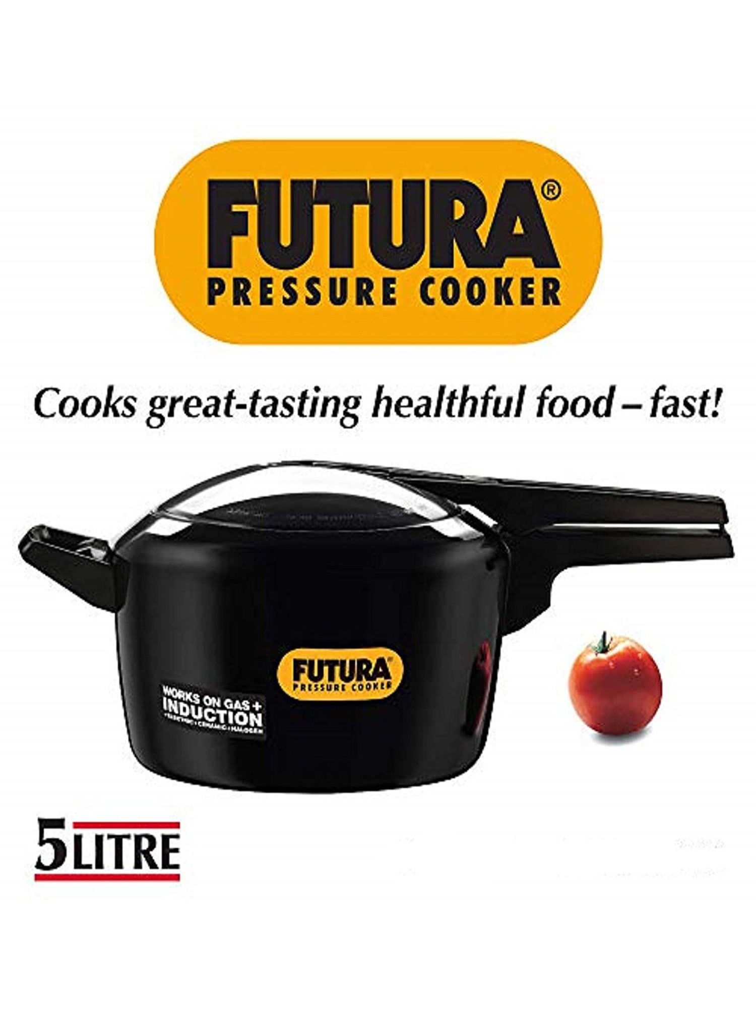 Futura Black Hard Anodized 5 L Induction Based Pressure Cooker - Set of 1