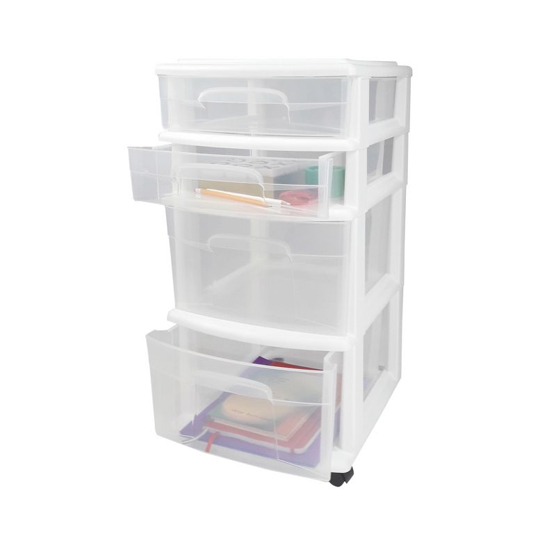 Homz 4-Drawer Medium Rolling Storage Cart - White