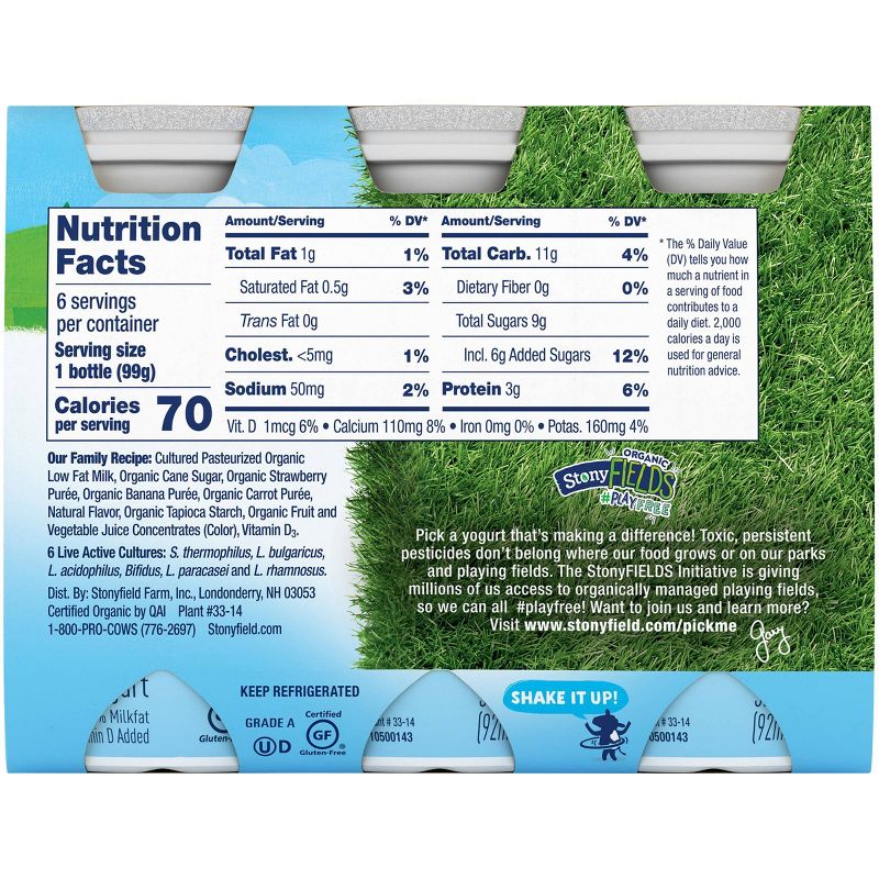 Stonyfield Organic Kids' Strawberry Banana Yogurt Smoothies - 6pk/3.1 fl oz bottles